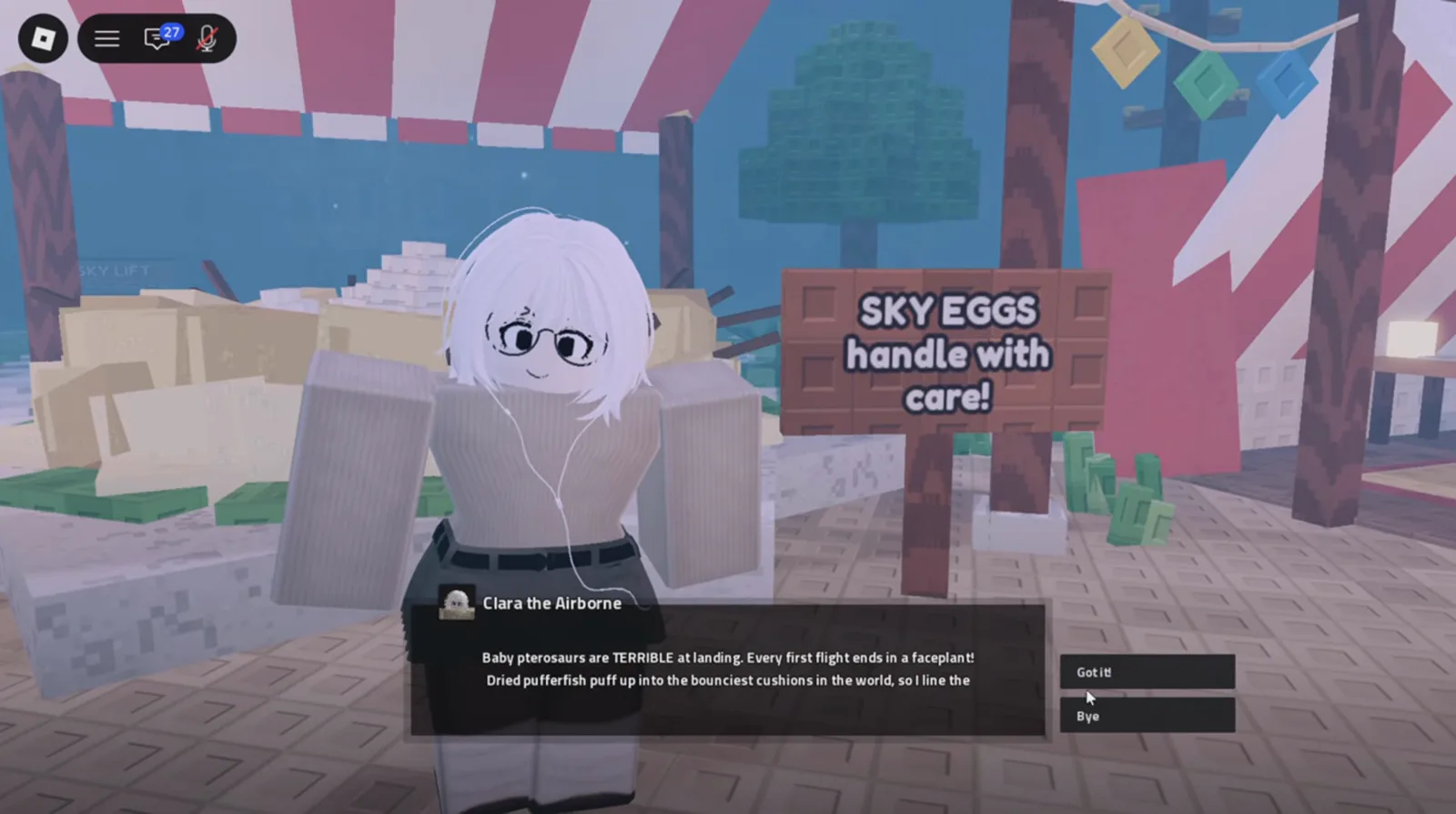 The quest registration dialog Clara’s Sky Egg quest dialog asking the player to fetch urchin fish in Prehistoric Farm