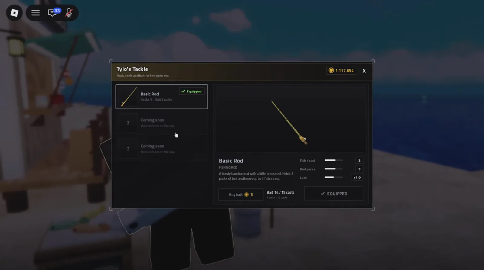 Urchin Bait in the tackle menu Tyler’s Tackle shop menu showing the Urchin Bait item in Prehistoric Farm