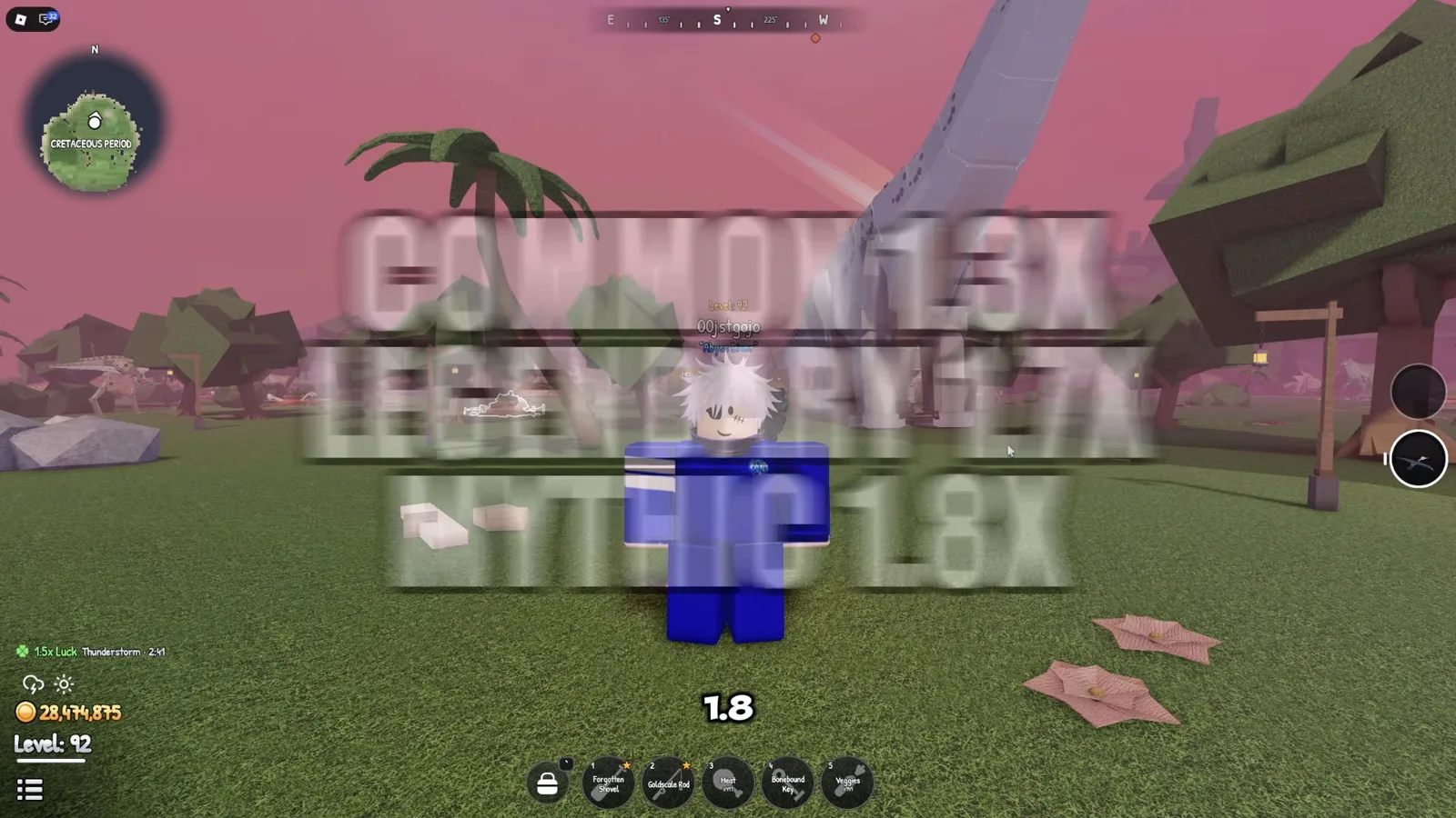 The pity counters mid-grind Raptor X boss pity counters showing 9 of 30 for the shovel and 24 of 50 for the egg in Prehistoric Farm